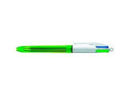 Boligrafo Bic Cuatro Colores Azul / Negro / Rojo / Amarillo Fluor Punta Media 1 Mm