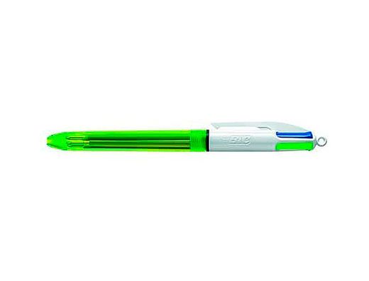 Boligrafo Bic Cuatro Colores Azul / Negro / Rojo / Amarillo Fluor Punta Media 1 Mm