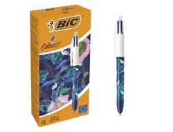 Boligrafo bic cuatro colores botanico punta de 1 mm caja de 12 unidades