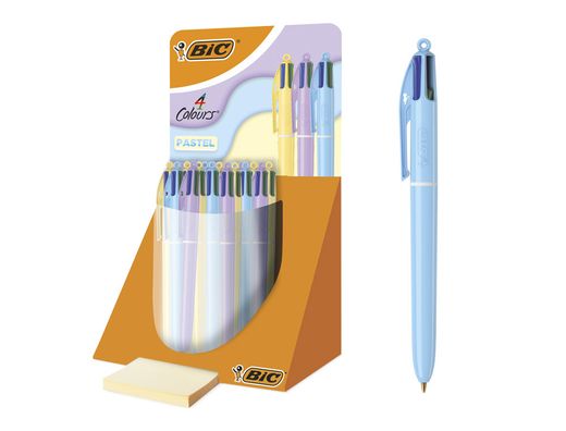 Boligrafo bic cuatro colores pastel punta de 1 mm expositor de 30 unidades colores surtidos