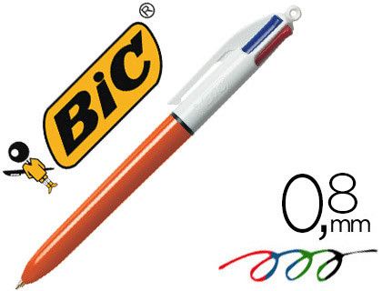 Boligrafo bic cuatro colores punta fina 0,8 mm