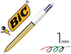 Boligrafo bic cuatro colores shine oro punta de 1 mm