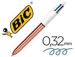 Boligrafo bic cuatro colores shine oro rosa punta de 1 mm