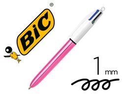 Boligrafo bic cuatro colores shine rosa punta de 1 mm