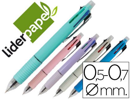 Boligrafo Liderpapel 5 en 1 Azul Negro Rojo Verde 0,7M y Portaminas 0,5Mm