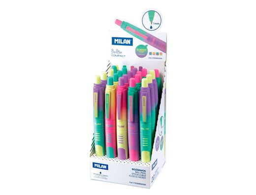 Boligrafo milan compact sunset retractil tinta azul punta 1 mm colores surtidos