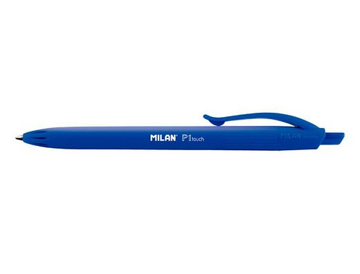 Boligrafo milan p1 retractil 1 mm touch azul blister de 3 unidades