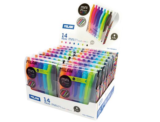 Boligrafo milan p1 retractil 1 mm touch mini estuche de 7 unidades colores surtidos