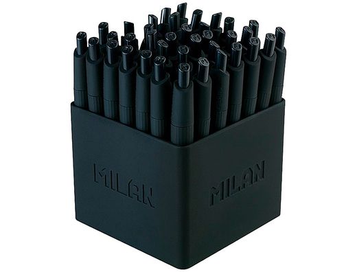 Boligrafo milan p1 retractil 1 mm touch negro expositor de 40 unidades