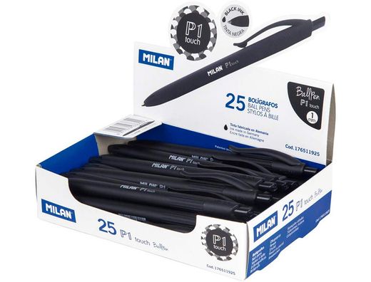 Boligrafo milan p1 retractil 1 mm touch negro