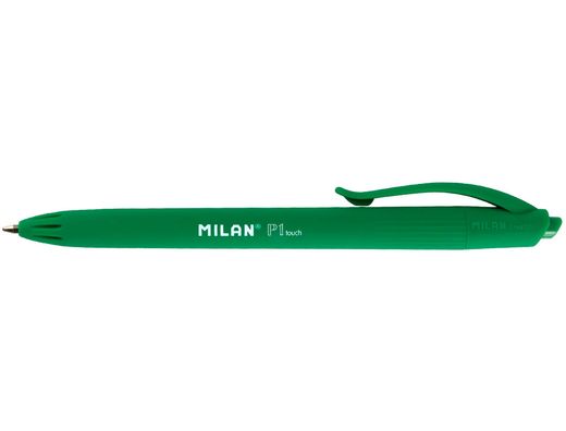 Boligrafo milan p1 retractil 1 mm touch verde
