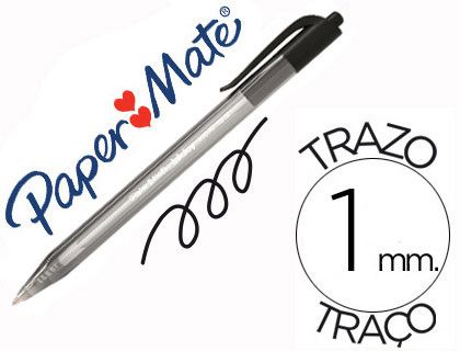 Boligrafo Paper Mate Inkjoy 100 Retractil Punta Media Negro