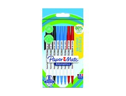 Boligrafo paper mate kilometrico punta 1 mm plastico reciclado 80% blister de 3 negros / 3