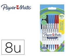 Boligrafo paper mate kilometrico punta 1 mm plastico reciclado 80% blister de 3 negros / 3