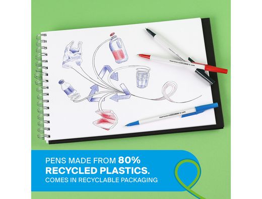 Boligrafo paper mate kilometrico punta 1 mm plastico reciclado 80% color azul