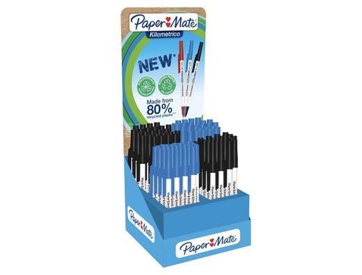 Boligrafo paper mate kilometrico punta 1 mm plastico reciclado 80% expositor de 300 unidades