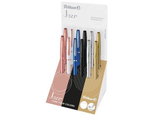 Boligrafo pelikan jazz noble elegance expositor de 12 unidades colores surtidos