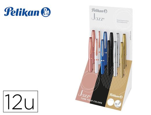 Boligrafo pelikan jazz noble elegance expositor de 12 unidades colores surtidos