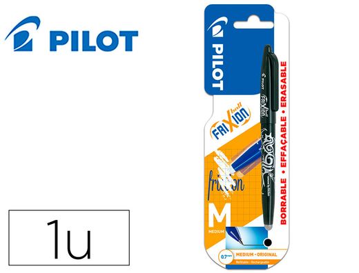Boligrafo pilot frixion ball borrable 0,7 mm punta media negro en blister
