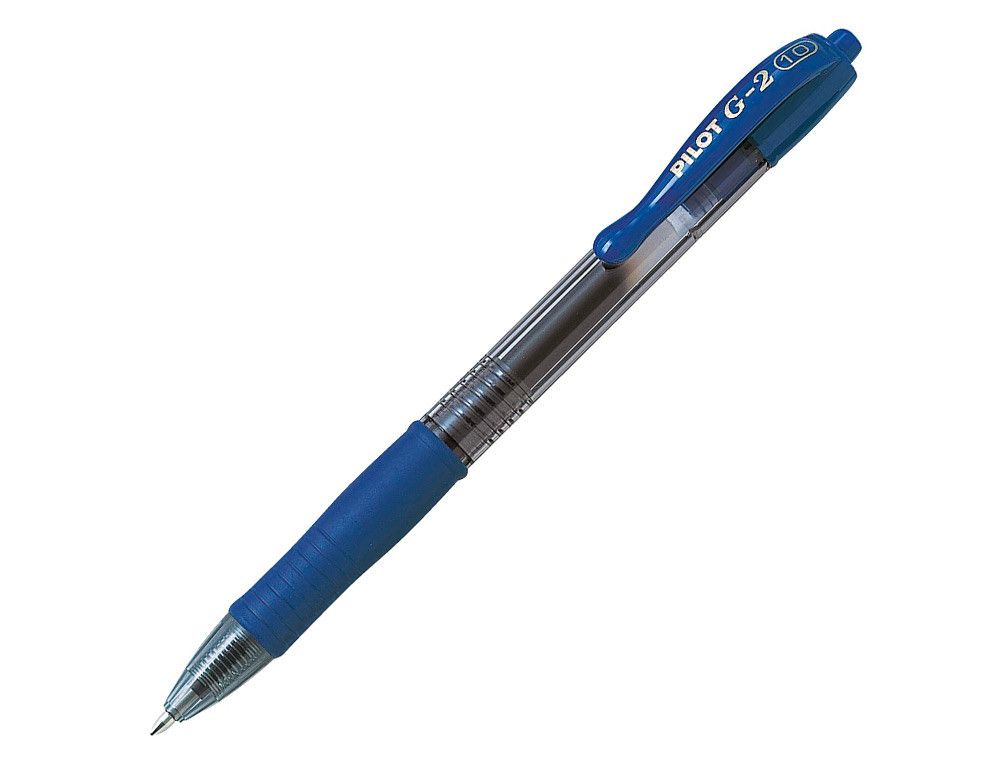 Boligrafo pilot g-2 azul tinta gel retractil sujecion de caucho en blister