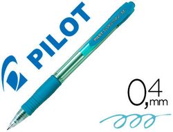 Boligrafo Pilot Super Grip Celeste -Retractil -Sujecion de Caucho -Tinta Base de Aceite