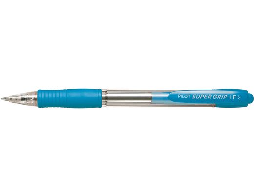 Boligrafo Pilot Super Grip Celeste -Retractil -Sujecion de Caucho -Tinta Base de Aceite