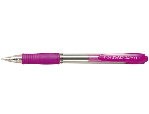Boligrafo Pilot Super Grip Rosa -Retractil -Sujecion de Caucho -Tinta Base de Aceite