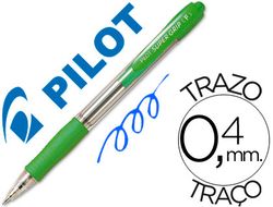 Boligrafo Pilot Super Grip Verde Claro -Retractil -Sujecion de Caucho -Tinta Base de Aceite