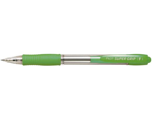 Boligrafo Pilot Super Grip Verde Claro -Retractil -Sujecion de Caucho -Tinta Base de Aceite