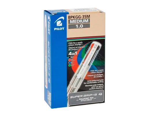 Boligrafo pilot supergrip g 4 colores retractil sujecion de caucho tinta base de aceite cuerpo color verde