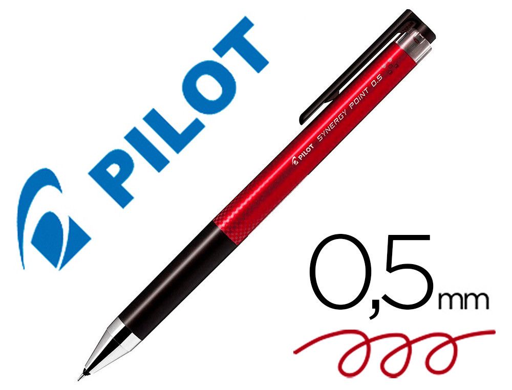 Boligrafo pilot synergy point retractil sujecion de caucho tinta gel 0,5 mm rojo
