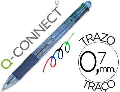 Boligrafo Q-Connect 4 en 1 Tinta 4 Colores Retractil -Con Sujecion de Caucho
