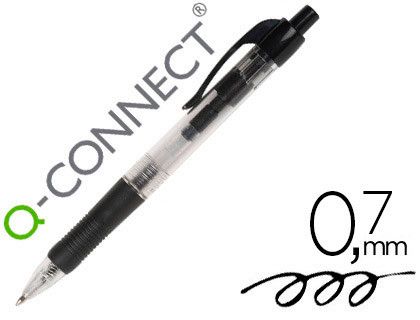 Boligrafo Q-Connect Negro Retractil -Con Sujecion de Caucho