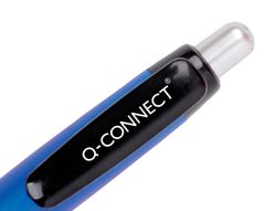Boligrafo q-connect premium retractil con sujecion de caucho color azul punta 1 mm