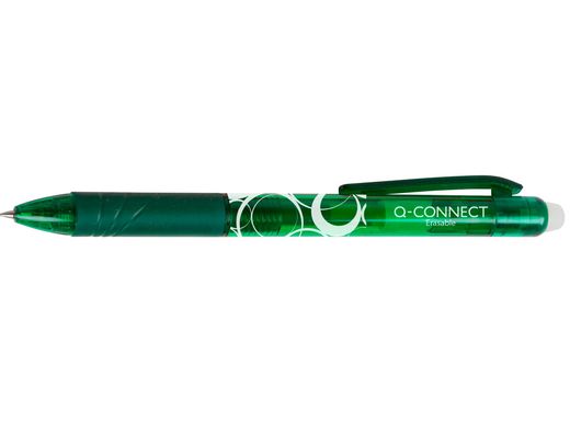Boligrafo q-connect retractil borrable 0,7 mm color verde