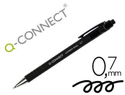 Boligrafo q-connect retractil con grip 0,7 mm color negro