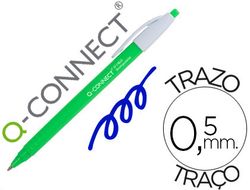 Boligrafo q-connect retractil kf14625 biodegradable verde tinta azul