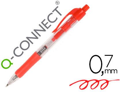 Boligrafo Q-Connect Rojo Retractil -Con Sujecion de Caucho