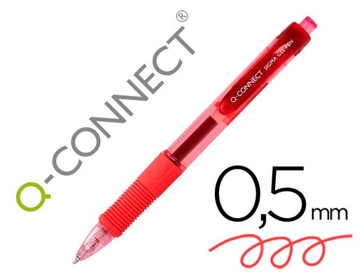 Boligrafo q-connect sigma retractil 0,5 mm color rojo