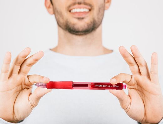 Boligrafo q-connect sigma retractil 0,5 mm color rojo