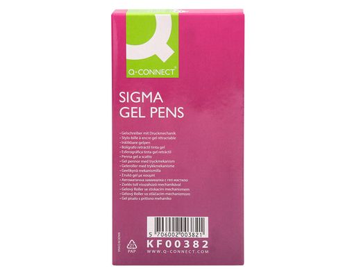 Boligrafo q-connect sigma retractil con sujecion de caucho tinta gel 0,5 mm color azul