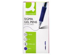 Boligrafo q-connect sigma retractil con sujecion de caucho tinta gel 0,5 mm color azul