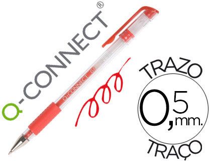Boligrafo Q-Connect Tinta Gel Rojo 0.7 mm Sujecion de Caucho