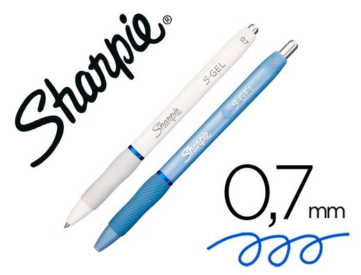 Boligrafo sharpie fashion retractil tinta gel azul 0,7 mm color azul hielo y blanco