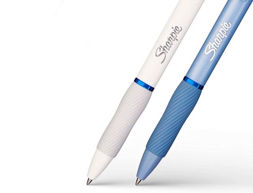 Boligrafo sharpie fashion retractil tinta gel azul 0,7 mm color azul hielo y blanco