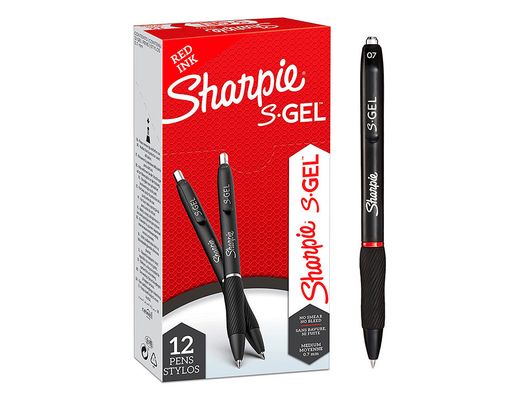 Boligrafo sharpie retractil tinta gel punta 0,7 mm color rojo