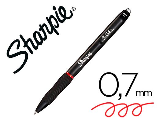 Boligrafo sharpie retractil tinta gel punta 0,7 mm color rojo