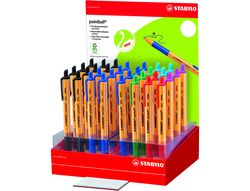 Boligrafo stabilo pointball retractil tinta aceite trazo 0,5 mm expositor de 32 unidades colores surtidos