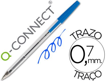 Boligrafo Transparente Q-Connect Azul Medio Kf26039
