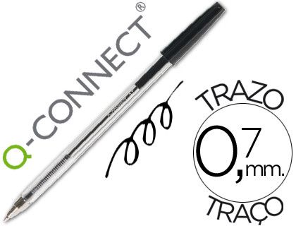 Boligrafo Transparente Q-Connect Negro Medio Kf26040